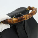 GUCCI Bamboo Backpack Leather Black Gold Auth 176996-7