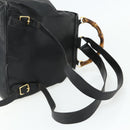 GUCCI Bamboo Backpack Leather Black Gold Auth 176996-8