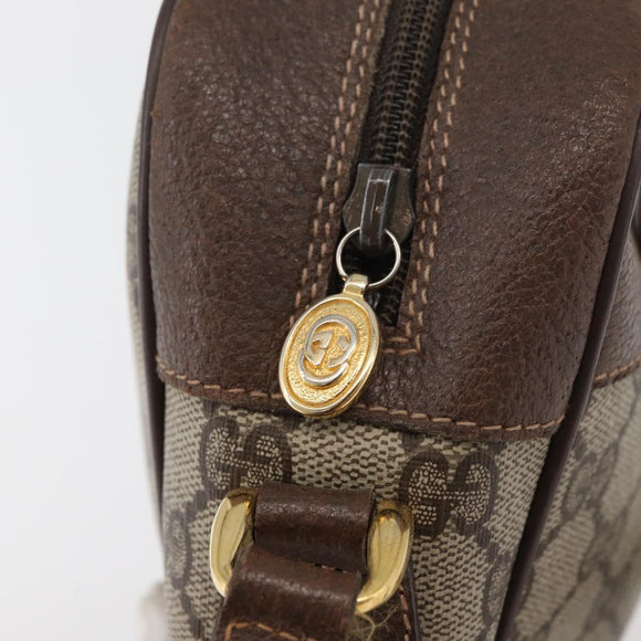 GUCCI GG Supreme Shoulder Bag PVC Beige Gold Auth 176997