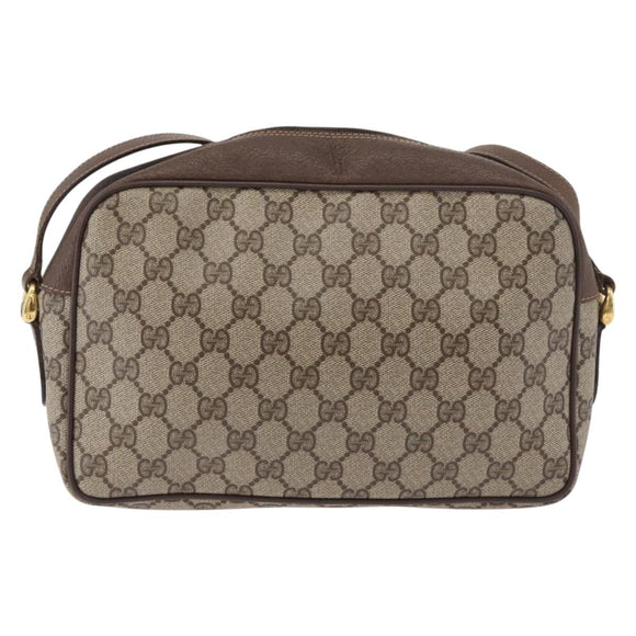 GUCCI GG Supreme Shoulder Bag PVC Beige Gold Auth 176997