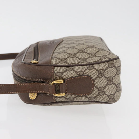 GUCCI GG Supreme Shoulder Bag PVC Beige Gold Auth 176997