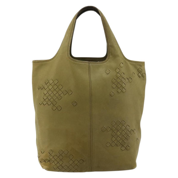 BOTTEGA VENETA INTRECCIATO Hand Bag Leather Khaki 131673 Auth 177000