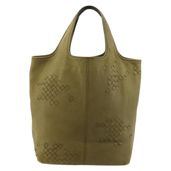 BOTTEGA VENETA INTRECCIATO Hand Bag Leather Khaki 131673 Auth 177000