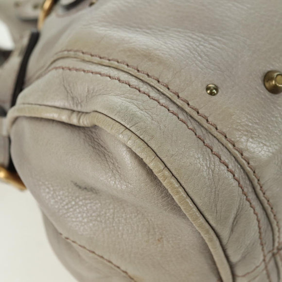 Chloe Paddington Hand Bag Leather Beige Gold Silver Auth 177003V