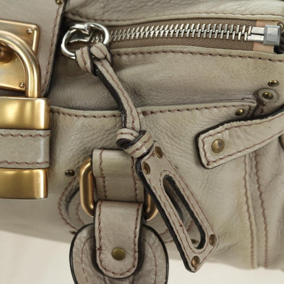 Chloe Paddington Hand Bag Leather Beige Gold Silver Auth 177003V