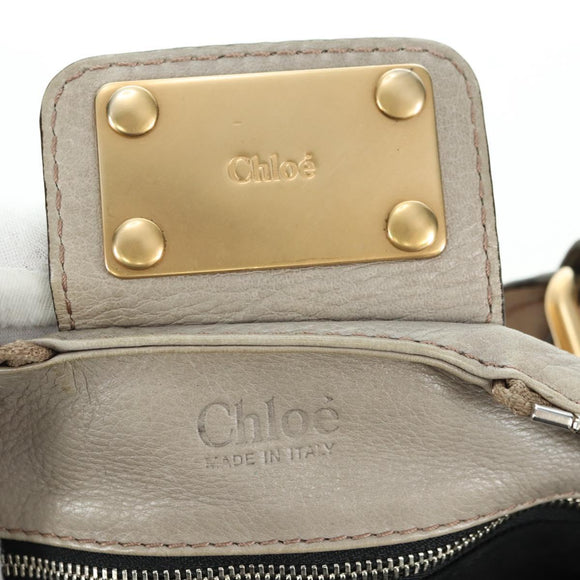 Chloe Paddington Hand Bag Leather Beige Gold Silver Auth 177003V
