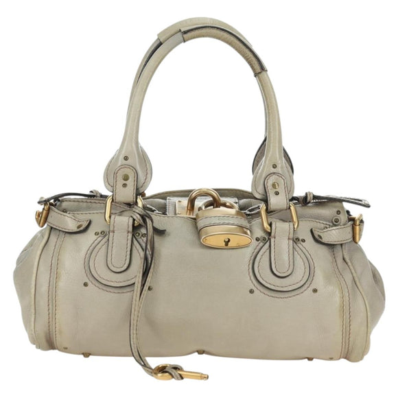 Chloe Paddington Hand Bag Leather Beige Gold Silver Auth 177003V