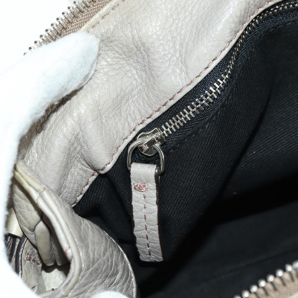 Chloe Paddington Hand Bag Leather Beige Gold Silver Auth 177003V