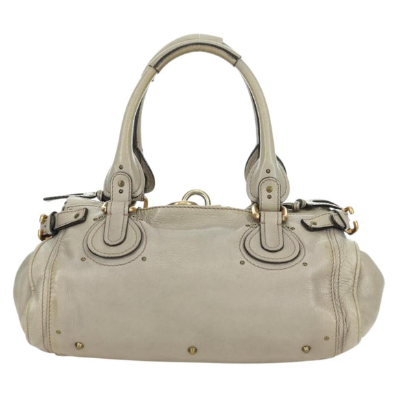 Chloe Paddington Hand Bag Leather Beige Gold Silver Auth 177003V