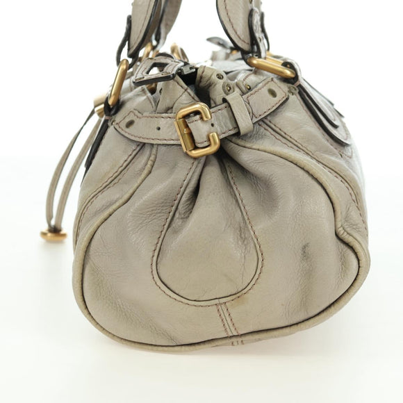 Chloe Paddington Hand Bag Leather Beige Gold Silver Auth 177003V