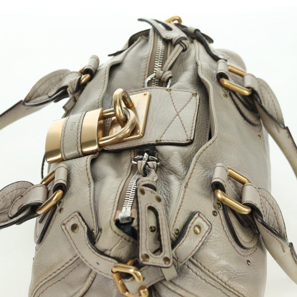 Chloe Paddington Hand Bag Leather Beige Gold Silver Auth 177003V
