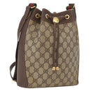GUCCI GG Supreme Web Sherry Line Bag PVC Beige Gold 164 02 034 Auth 177007-1