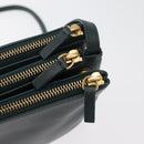 CELINE Trio Shoulder Bag Leather Green Gold Auth 177008A-14