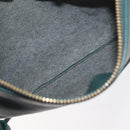 CELINE Trio Shoulder Bag Leather Green Gold Auth 177008A-21