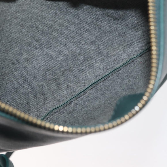 CELINE Trio Shoulder Bag Leather Green Gold Auth 177008A