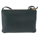 CELINE Trio Shoulder Bag Leather Green Gold Auth 177008A-3