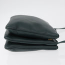 CELINE Trio Shoulder Bag Leather Green Gold Auth 177008A-4
