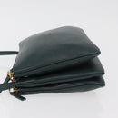CELINE Trio Shoulder Bag Leather Green Gold Auth 177008A-5
