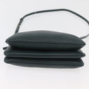 CELINE Trio Shoulder Bag Leather Green Gold Auth 177008A-9