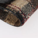 BURBERRY Shoulder Bag Tweed Gold Beige Auth 177012-10