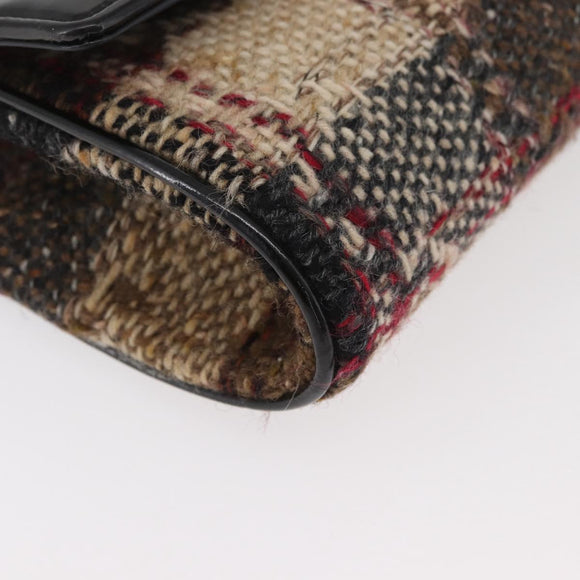 BURBERRY Shoulder Bag Tweed Gold Beige Auth 177012