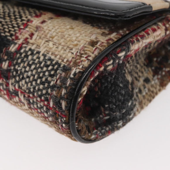 BURBERRY Shoulder Bag Tweed Gold Beige Auth 177012