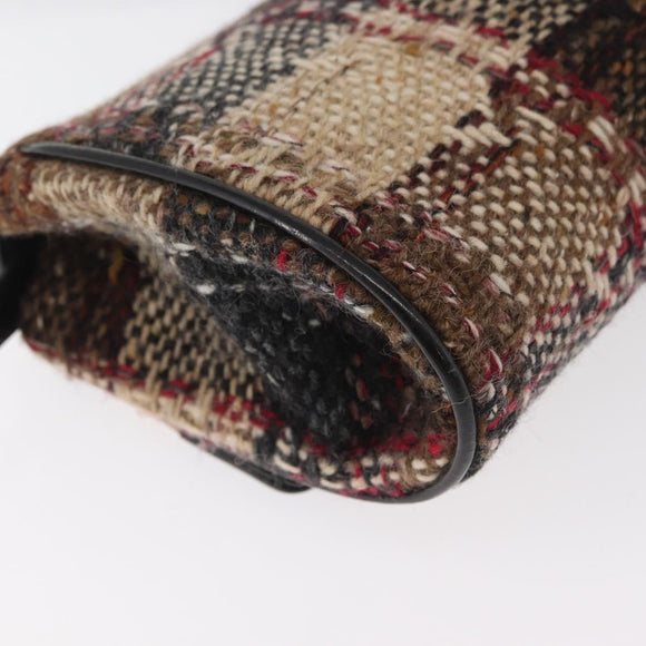 BURBERRY Shoulder Bag Tweed Gold Beige Auth 177012