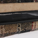 BURBERRY Shoulder Bag Tweed Gold Beige Auth 177012-14