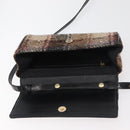 BURBERRY Shoulder Bag Tweed Gold Beige Auth 177012-15