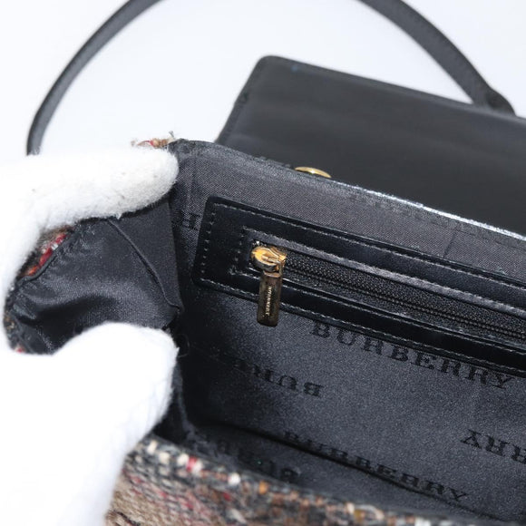 BURBERRY Shoulder Bag Tweed Gold Beige Auth 177012