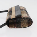 BURBERRY Shoulder Bag Tweed Gold Beige Auth 177012-5