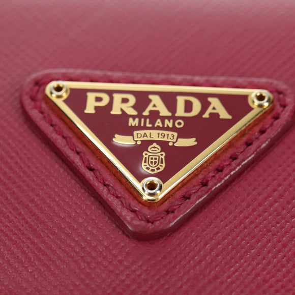 PRADA Schoudertas met Ketting Nylon Roze Goud Auth 177013V