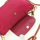 PRADA Schoudertas met Ketting Nylon Roze Goud Auth 177013V-9