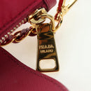 PRADA Schoudertas met Ketting Nylon Roze Goud Auth 177013V-20