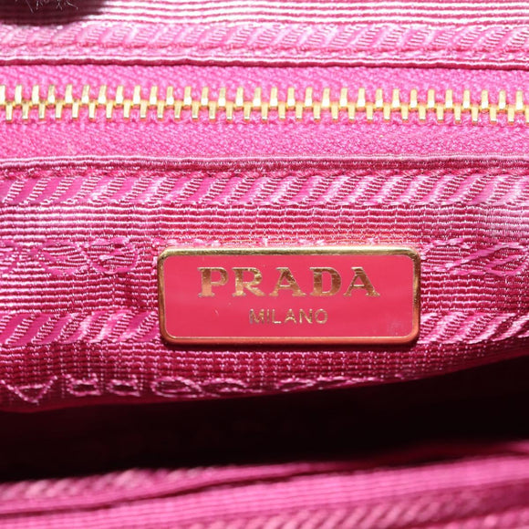PRADA Schoudertas met Ketting Nylon Roze Goud Auth 177013V