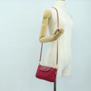 PRADA Schoudertas met Ketting Nylon Roze Goud Auth 177013V-26