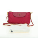 PRADA Schoudertas met Ketting Nylon Roze Goud Auth 177013V-12
