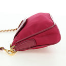 PRADA Schoudertas met Ketting Nylon Roze Goud Auth 177013V-3