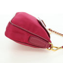 PRADA Schoudertas met Ketting Nylon Roze Goud Auth 177013V-4