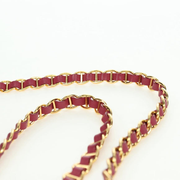 PRADA Schoudertas met Ketting Nylon Roze Goud Auth 177013V