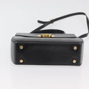 Salvatore Ferragamo Gancini Hand Bag Leather 2way Black Gold Auth 177018-5