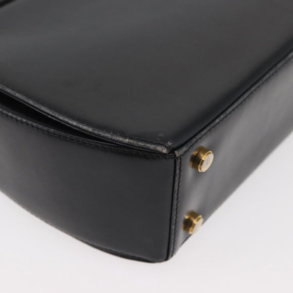 Salvatore Ferragamo Gancini Hand Bag Leather 2way Black Gold Auth 177018