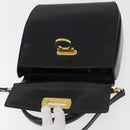 Salvatore Ferragamo Gancini Hand Bag Leather 2way Black Gold Auth 177018-20