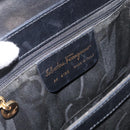 Salvatore Ferragamo Gancini Hand Bag Leather 2way Black Gold Auth 177018-12