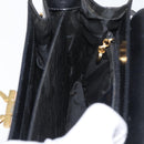 Salvatore Ferragamo Gancini Hand Bag Leather 2way Black Gold Auth 177018-22