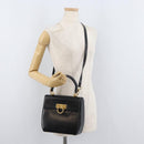 Salvatore Ferragamo Gancini Hand Bag Leather 2way Black Gold Auth 177018-28