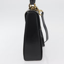 Salvatore Ferragamo Gancini Hand Bag Leather 2way Black Gold Auth 177018-4