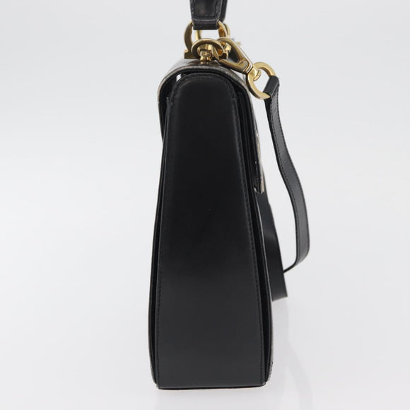 Salvatore Ferragamo Gancini Hand Bag Leather 2way Black Gold Auth 177018