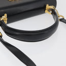 Salvatore Ferragamo Gancini Hand Bag Leather 2way Black Gold Auth 177018-7