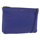 CELINE Trio Shoulder Bag Leather Blue Gold Auth 177022-1